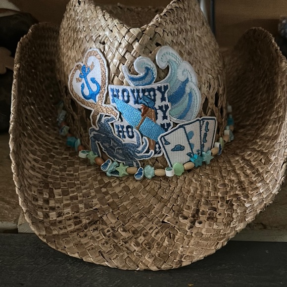 Embroidered Straw Cowboy Hat with Beads - Picture 1 of 1